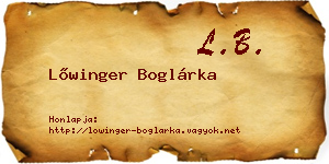 Lőwinger Boglárka névjegykártya